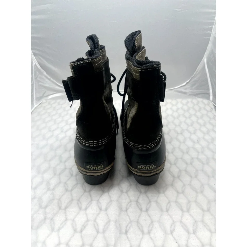 Sorel Winter Fancy Lace NL2125-011 Duck Women 10 Black Gray Insulated Snow Boots